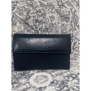 Gucci Black Leather French Trifold Wallet